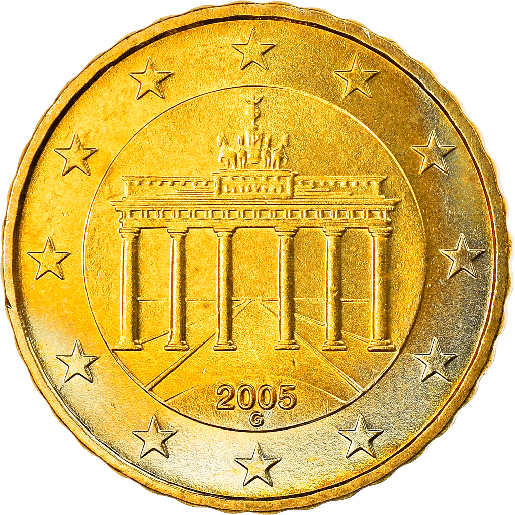 Bundesrepublik Deutschland, 10 Euro Cent, 2005, Karlsruhe, UNZ, Messing, KM:210