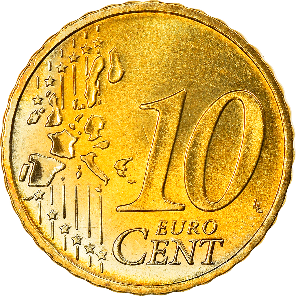 Bundesrepublik Deutschland, 10 Euro Cent, 2005, Karlsruhe, UNZ, Messing, KM:210