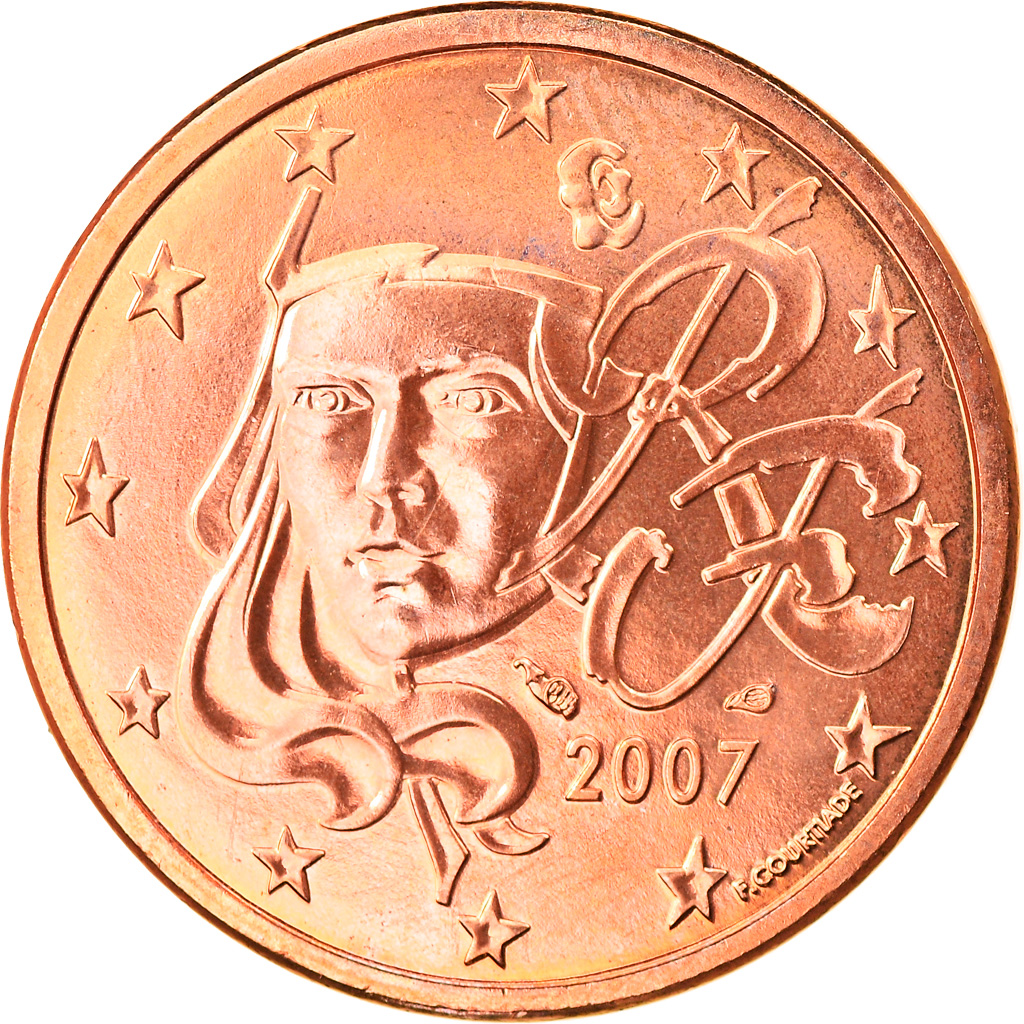 Frankreich, 5 Euro Cent, 2007, Paris, BU, STGL, Copper Plated Steel, Gadoury:3