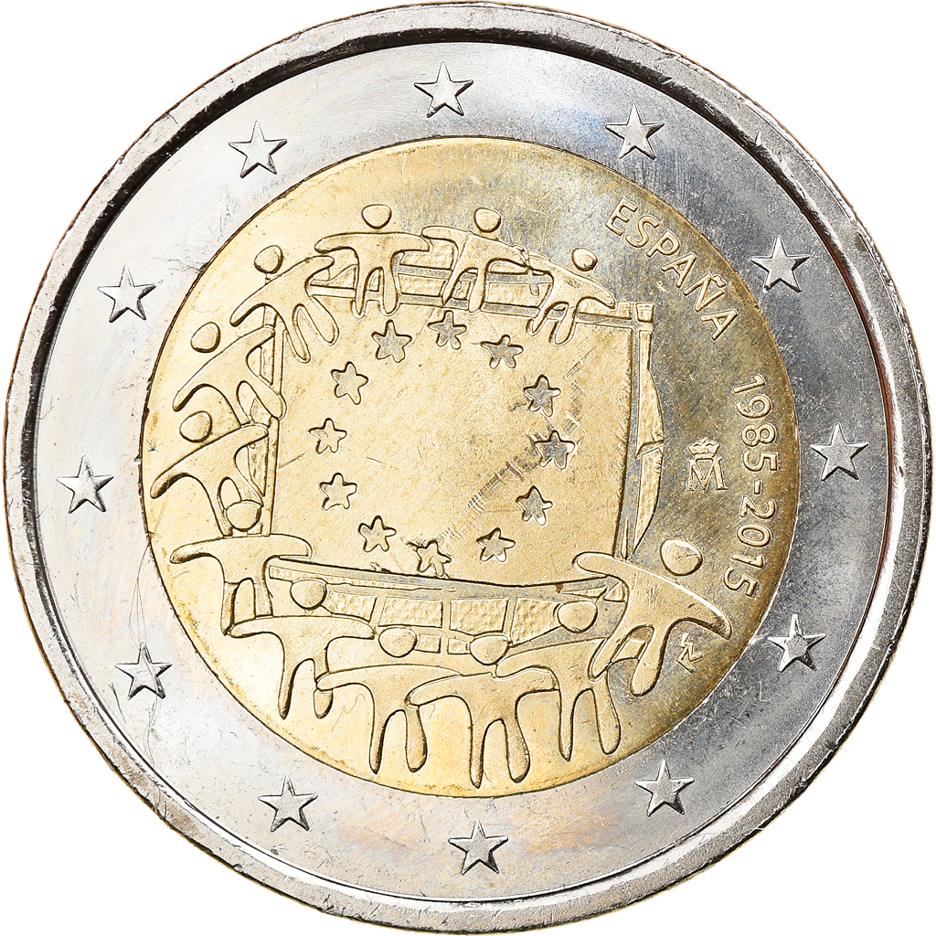 Spain, 2 Euro, 2015, 30 ans   Drapeau européen, MS(63), Bi-Metallic, KM:New