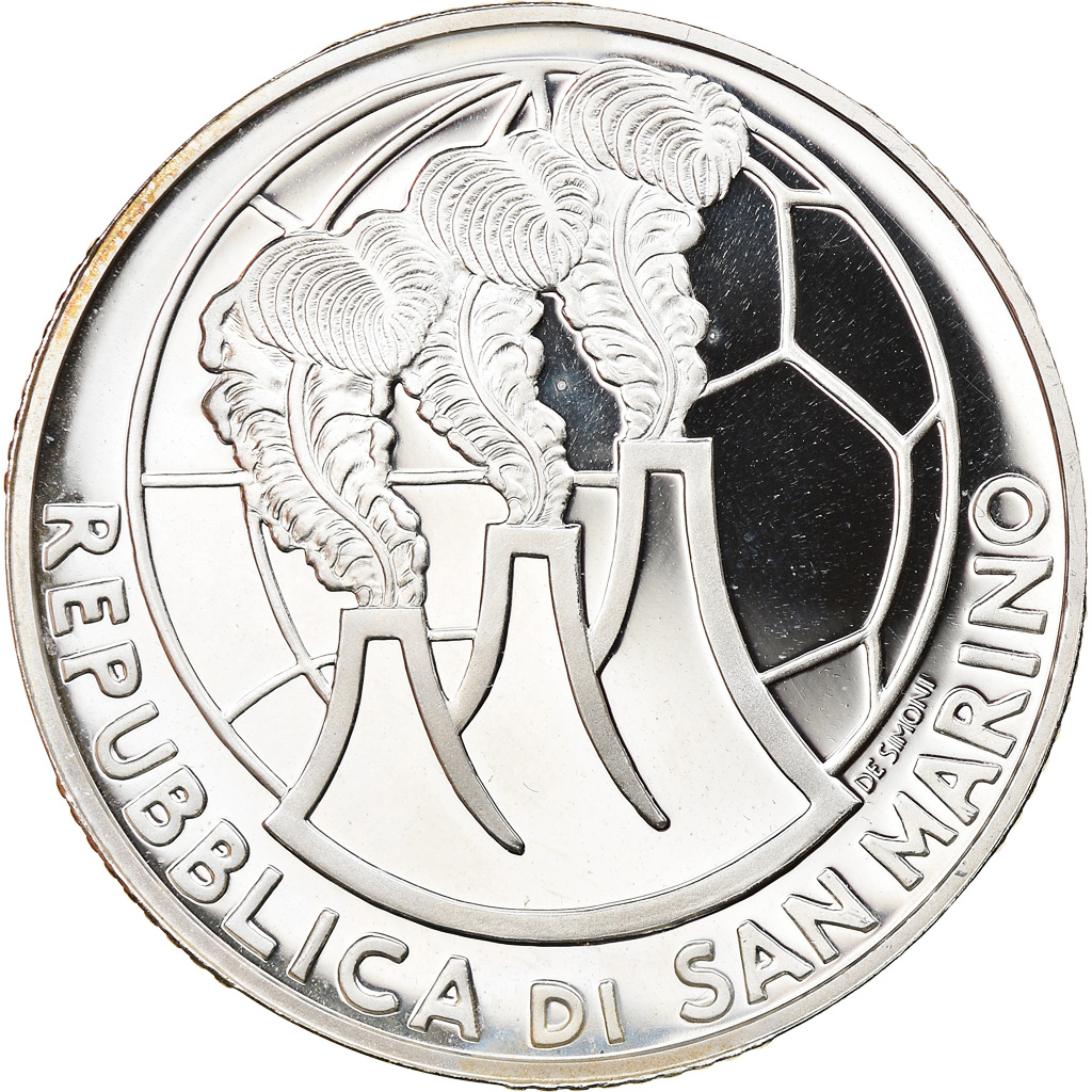 San Marino, 10 Euro, Two soccer players, 2004, Rome, BE, STGL, Silber, KM:463
