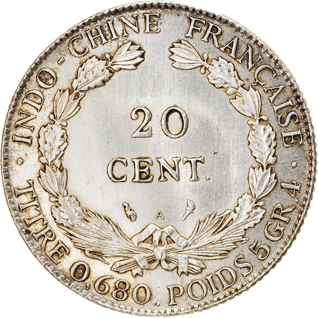 Coin, FRENCH INDO-CHINA, 20 Cents, 1924, Paris, , Silver, KM:17.1