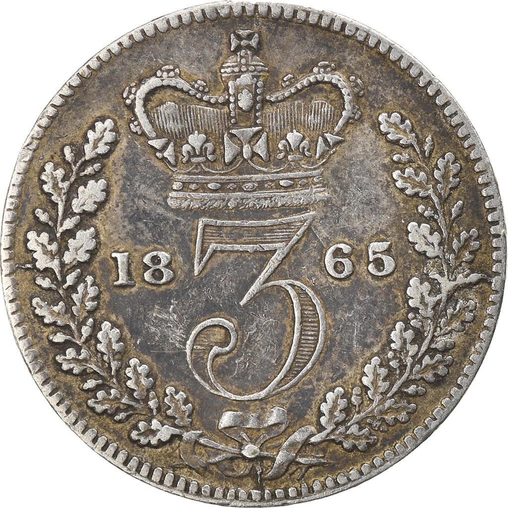 Coin, Great Britain, Victoria, 3 Pence, 1865, , Silver, KM:730