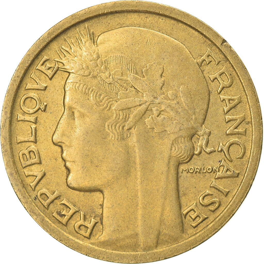 Moneda, Francia, Morlon, Franc, 1938, BC+, Aluminio - bronce, KM:885