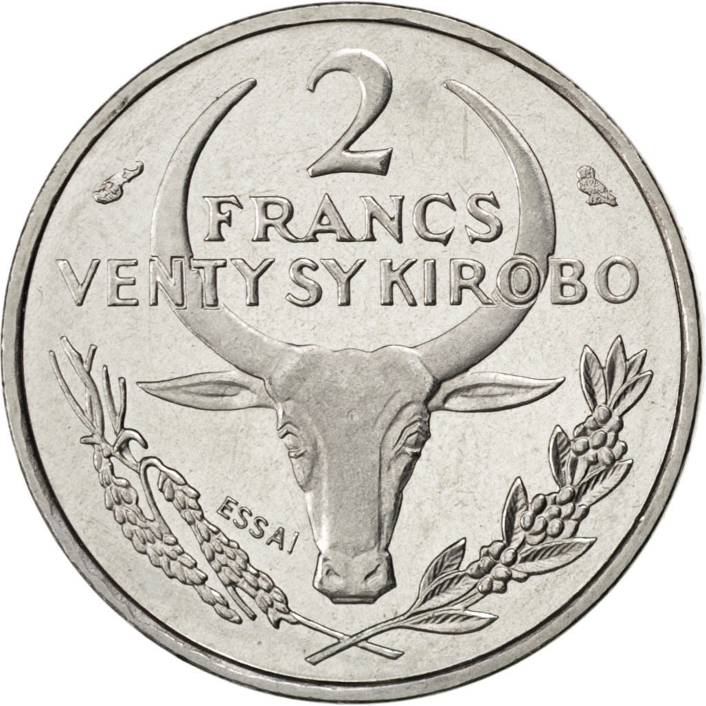 Coin, Madagascar, 2 Francs, 1965, Paris, , Stainless Steel, KM:E7