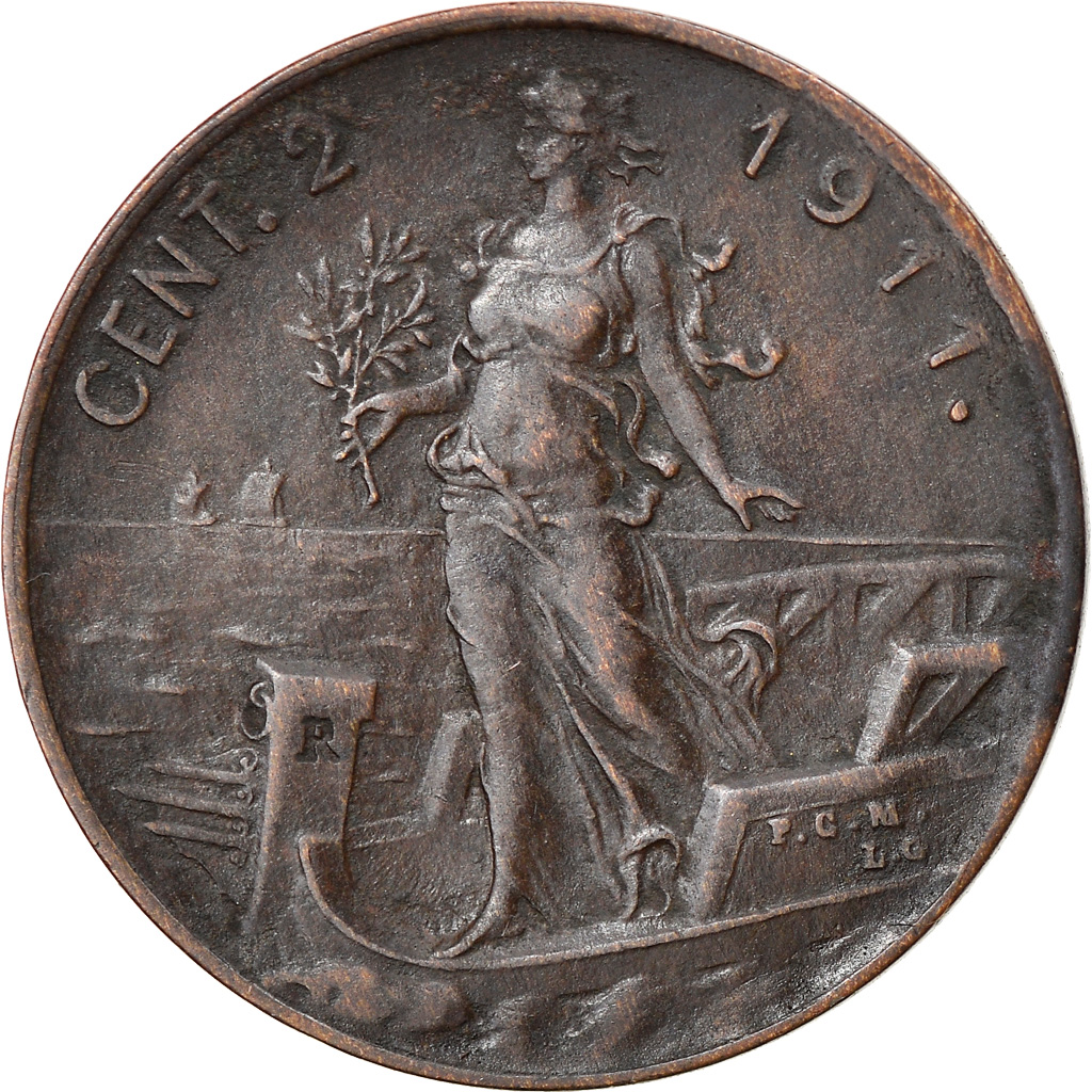 Coin, Italy, 2 Centesimi, 1911, Rome, date with point, AU(55-58), Cuivre, KM:41