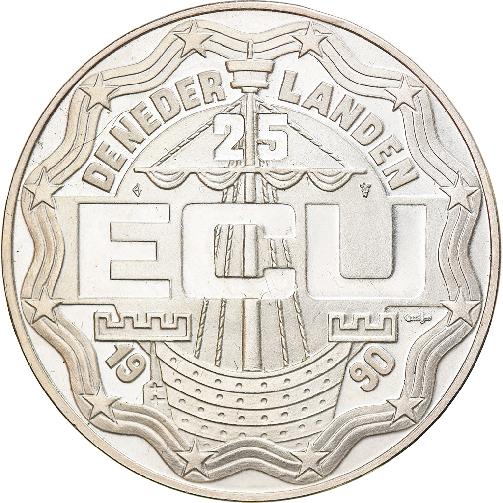 Coin, Netherlands, 25 Ecu, 1990, Beatrix Geert Groote,BE, , Silver