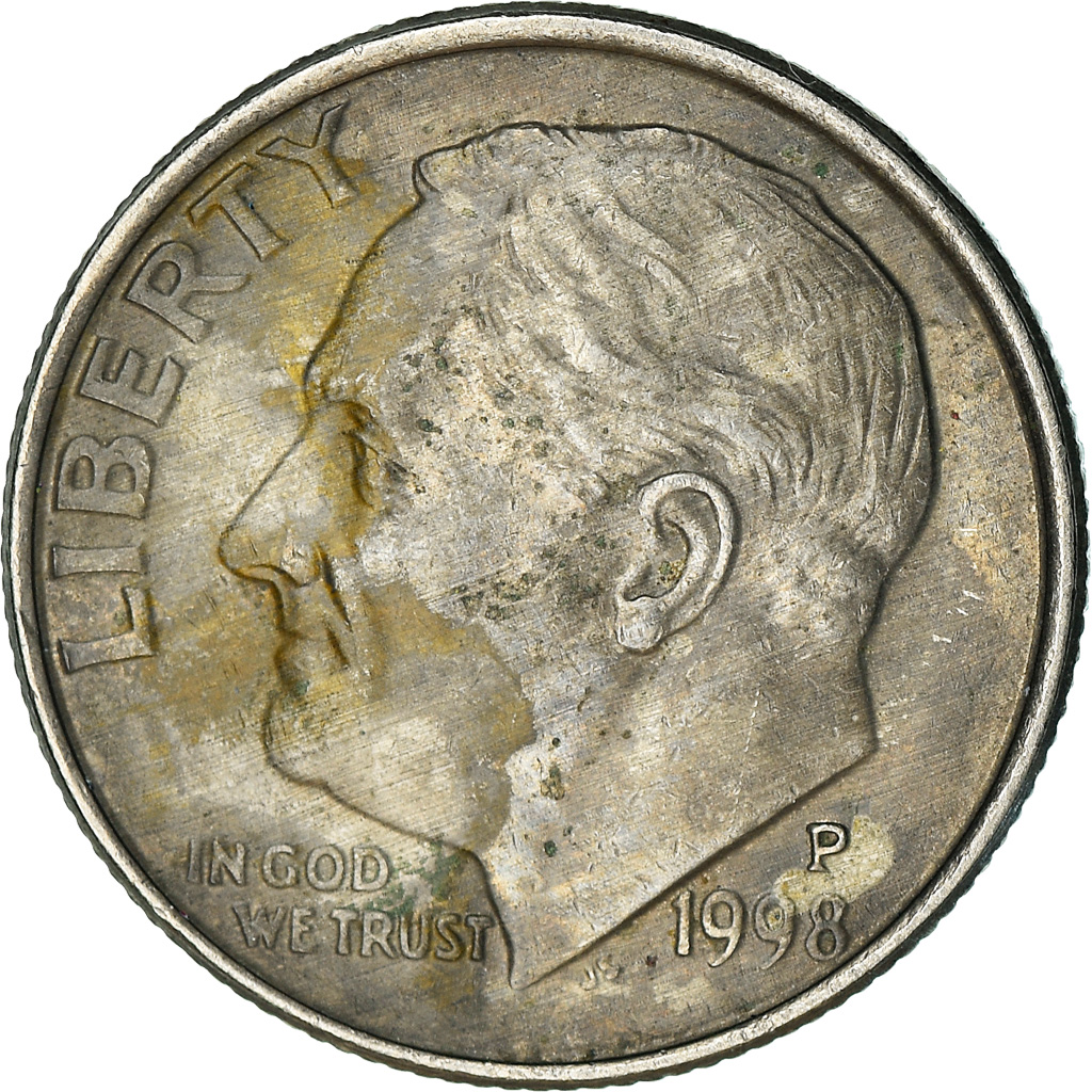 Coin, United States, Roosevelt Dime, Dime, 1998, U.S. Mint