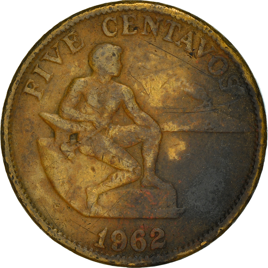 Coin, Philippines, 5 Centavos, 1962, , Brass, KM:187