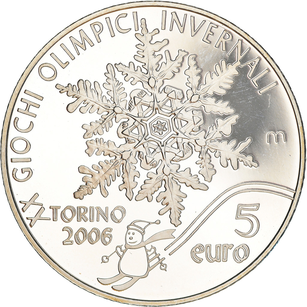 San Marino, 5 Euro, Jeux olympiques de Turin, 2006, Rome, BE, FDC, Argent