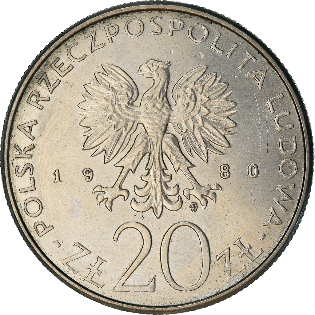 Coin, Poland, 20 Zlotych, 1980, Warsaw, , Copper-nickel, KM:112
