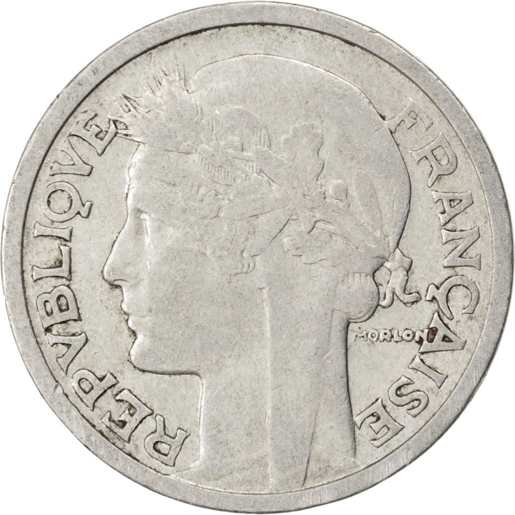 Coin, France, Morlon, 2 Francs, 1945, Beaumont le Roger, , Aluminum