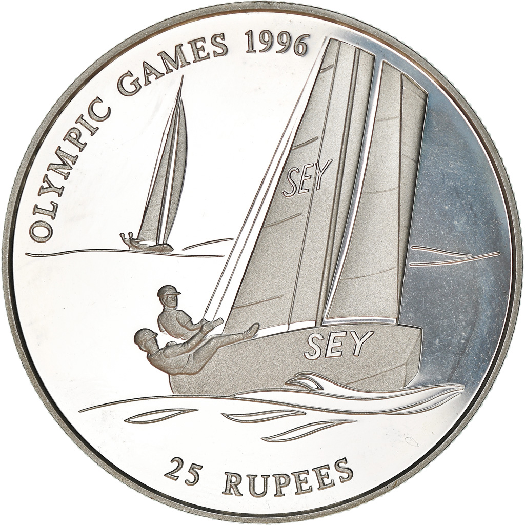 Coin, Seychelles, Olympic Games 1996, 25 Rupees, 1995, BE, , Silver
