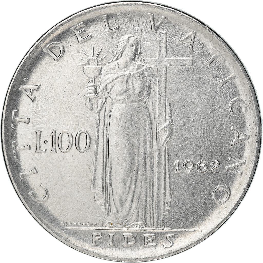 Coin, VATICAN CITY, John XXIII, 100 Lire, 1962, , Stainless Steel, KM:73