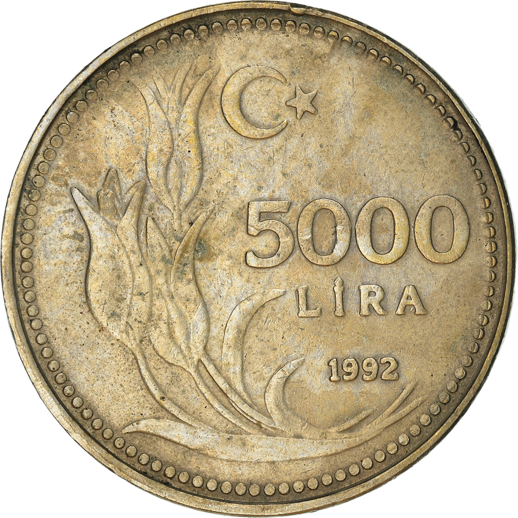 トルコ共和国 旧リラ 記念硬貨 1992-1972 Coin, Turkey, 5000 Lira, 1992, , Nickel-Bronze, KM:1025 | Asian