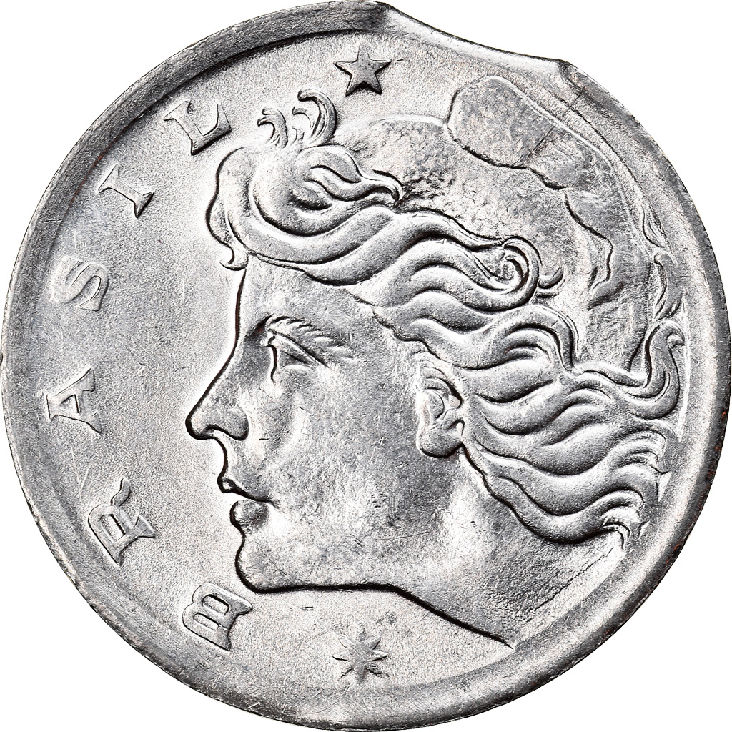 Coin, Brazil, 5 Centavos, 1969, error clipped planchet, , Stainless