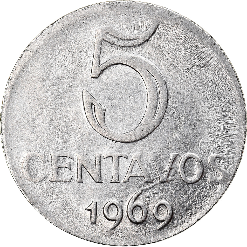 Coin, Brazil, 5 Centavos, 1969, planchet error, , Stainless Steel