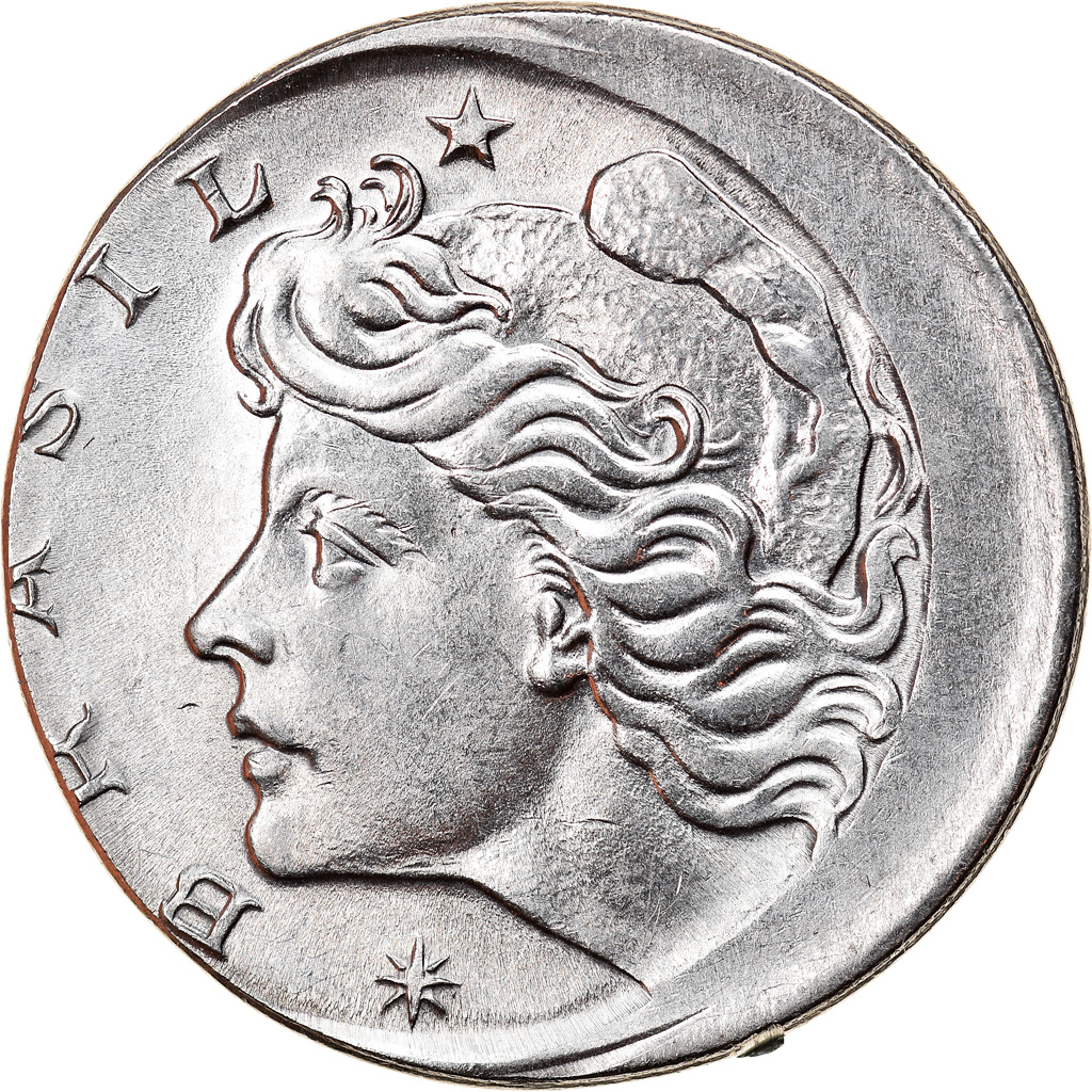 Coin, Brazil, 10 Centavos, 1975, error off center strike, , Stainless