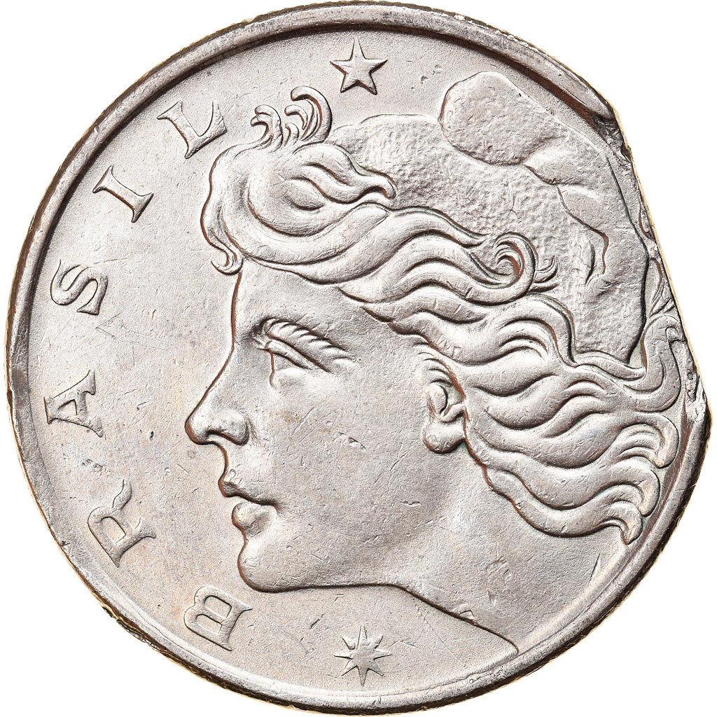 Coin, Brazil, Cruzeiro, 1975, Error straight clip, , Copper-nickel