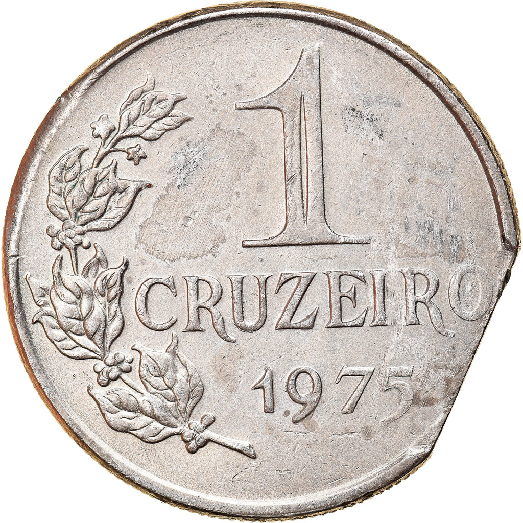 Coin, Brazil, Cruzeiro, 1975, Error straight clip, , Copper-nickel