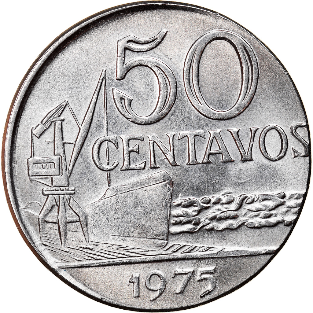 Coin, Brazil, 50 Centavos, 1975, planchet error, , Stainless Steel
