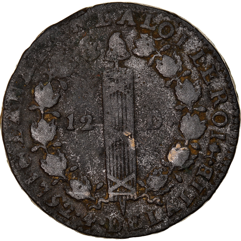 Coin, France, 12 deniers françois, 12 Deniers, 1792, Nantes, , Bronze