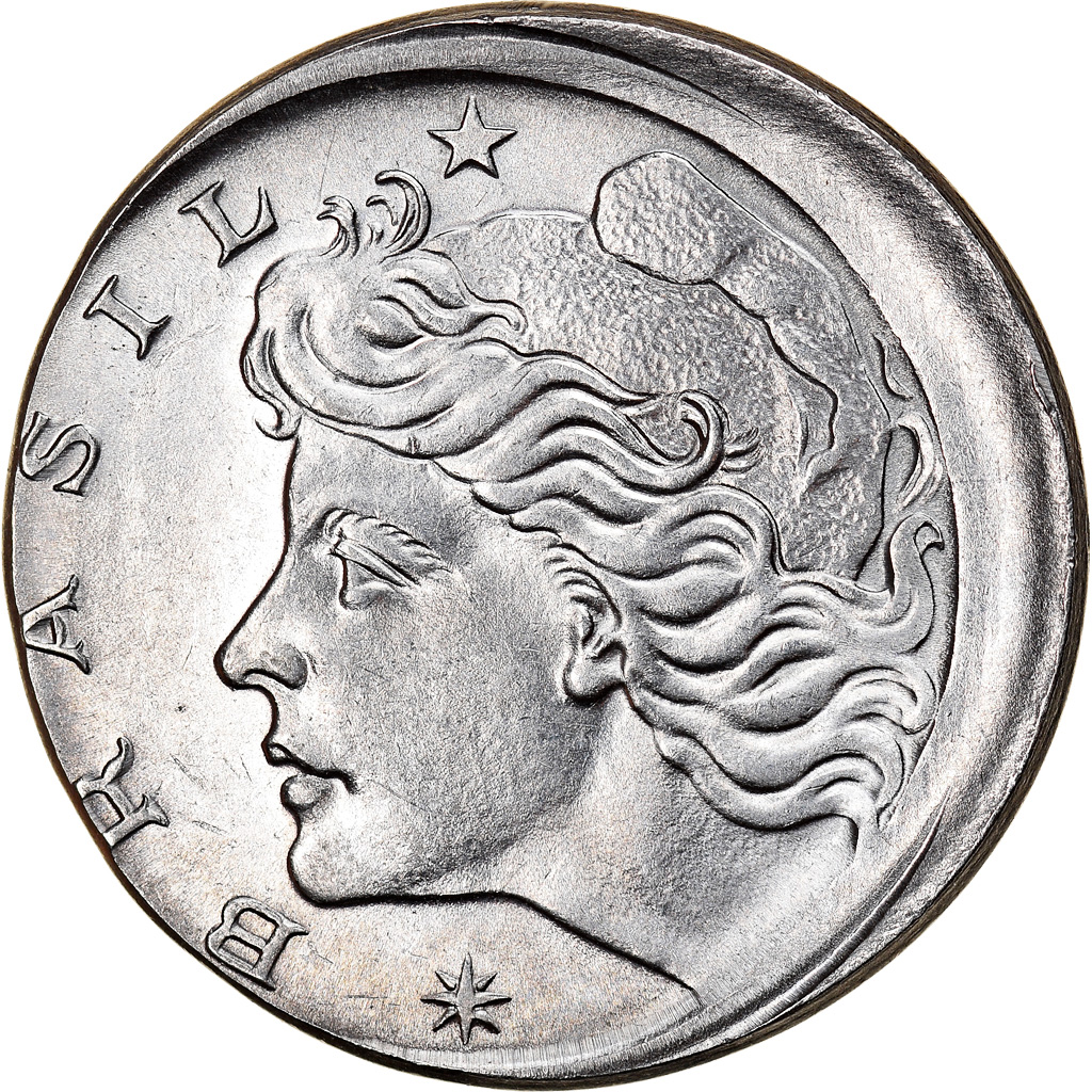 Coin, Brazil, 10 Centavos, 1976, error off center strike, , Stainless