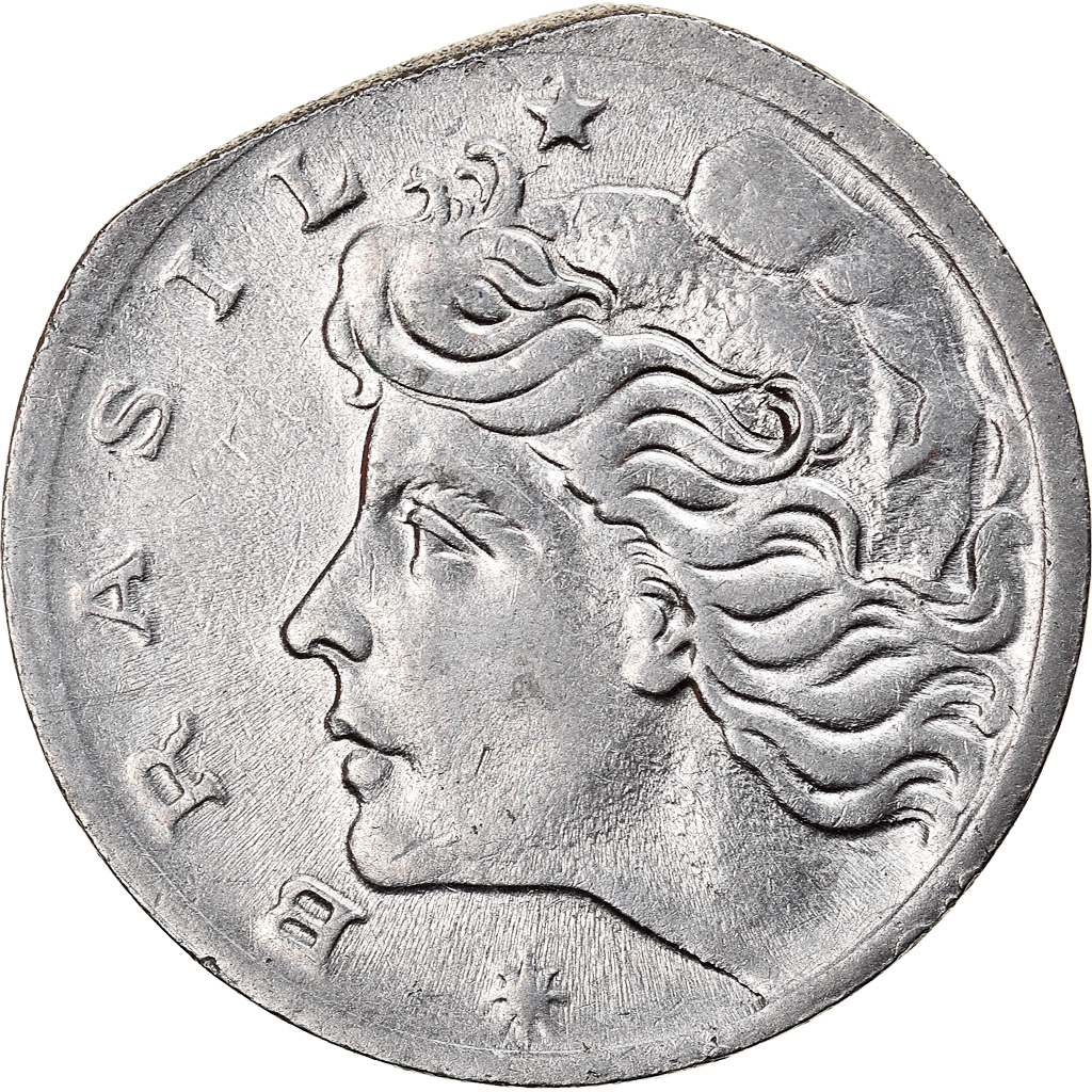 Coin, Brazil, 5 Centavos, 1967, Error straight clip, , Stainless Steel