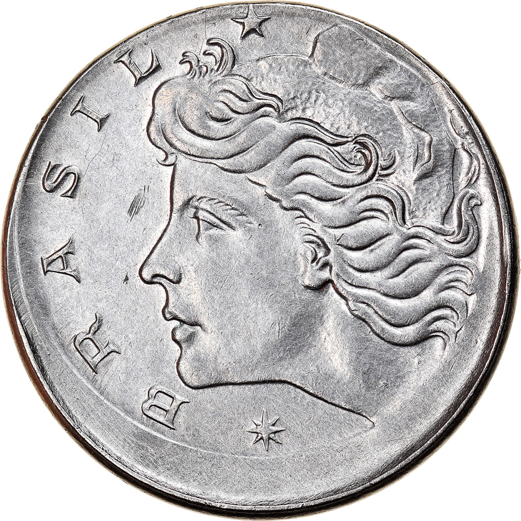 Coin, Brazil, 5 Centavos, 1967, error off center strike, , Stainless