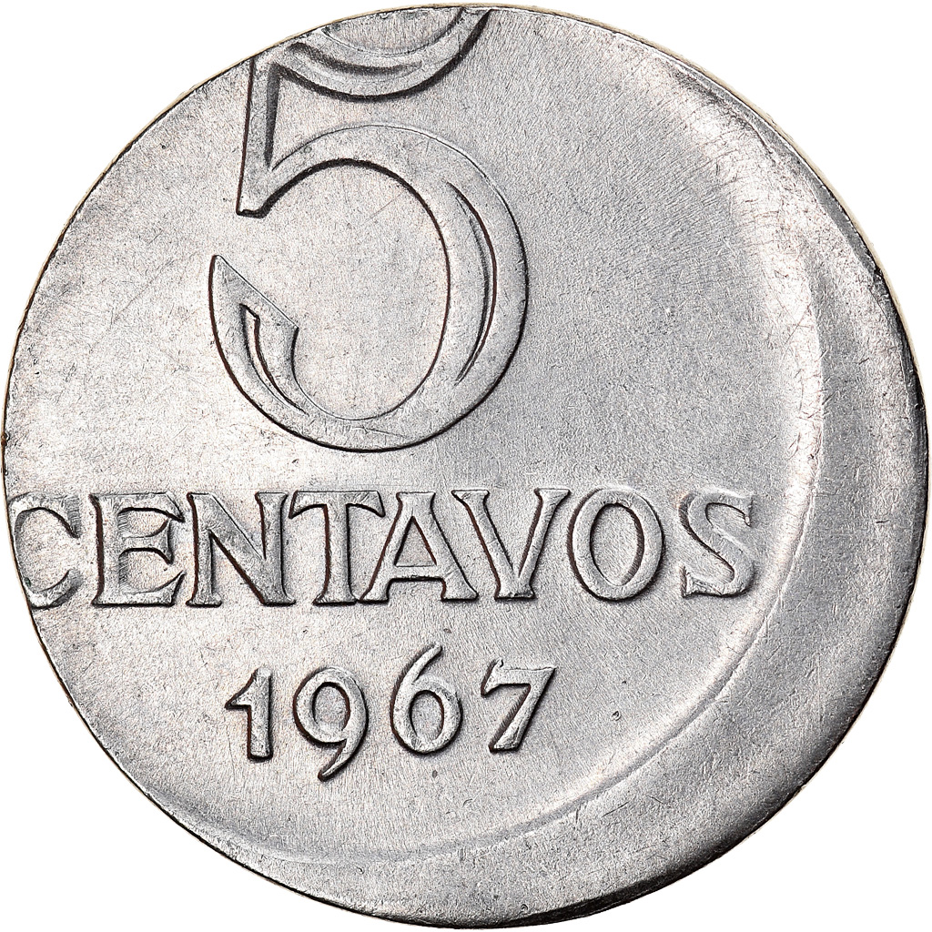 Coin, Brazil, 5 Centavos, 1967, planchet error, , Stainless Steel