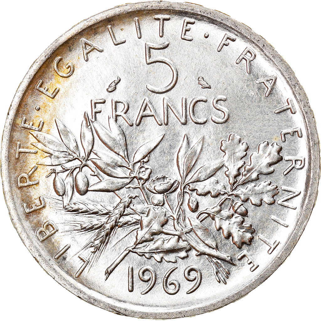 Coin, France, Semeuse, 5 Francs, 1969, Paris, , Silver, KM:926