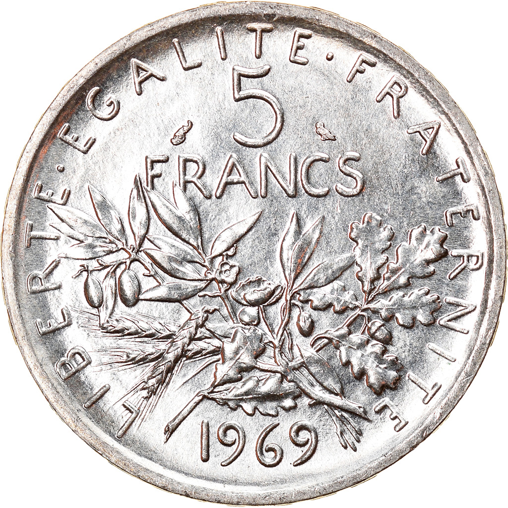 Coin, France, Semeuse, 5 Francs, 1969, Paris, , Silver, KM:926