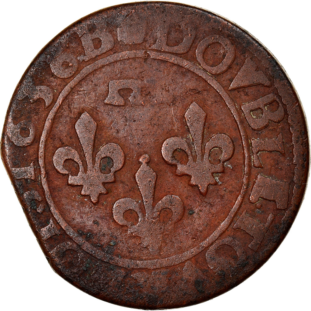 Coin, France, DOMBES, Gaston d'Orléans, Double Tournois, 1636, Trévoux