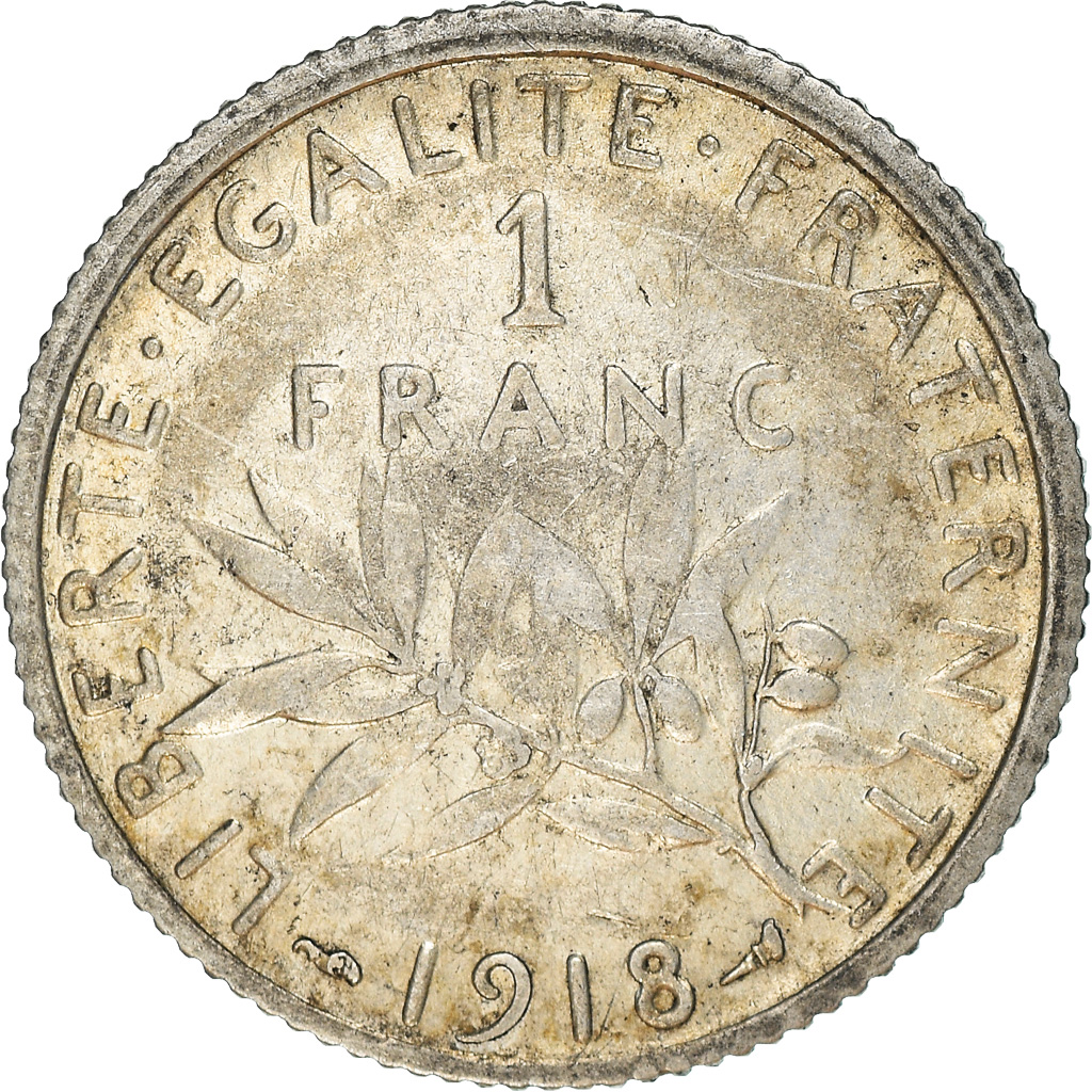 Coin, France, Semeuse, Franc, 1918, Paris, Fautée, , Silver, KM:844.1
