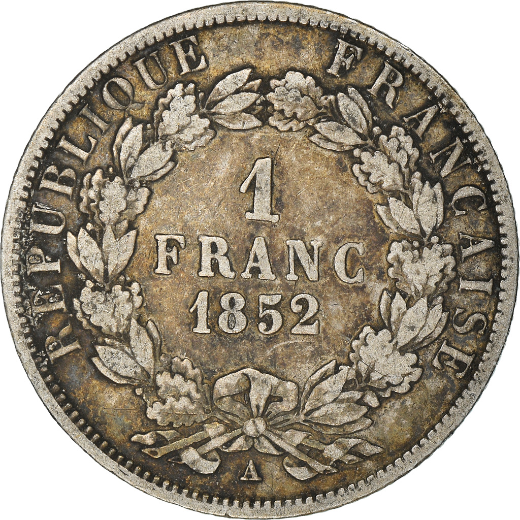 Coin, France, Napoleon III, Napoléon III, Franc, 1852, Paris, 