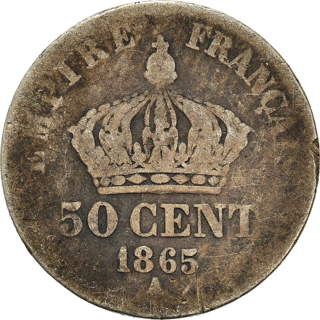Coin, France, Napoleon III, Napoléon III, 50 Centimes, 1865, Paris, 