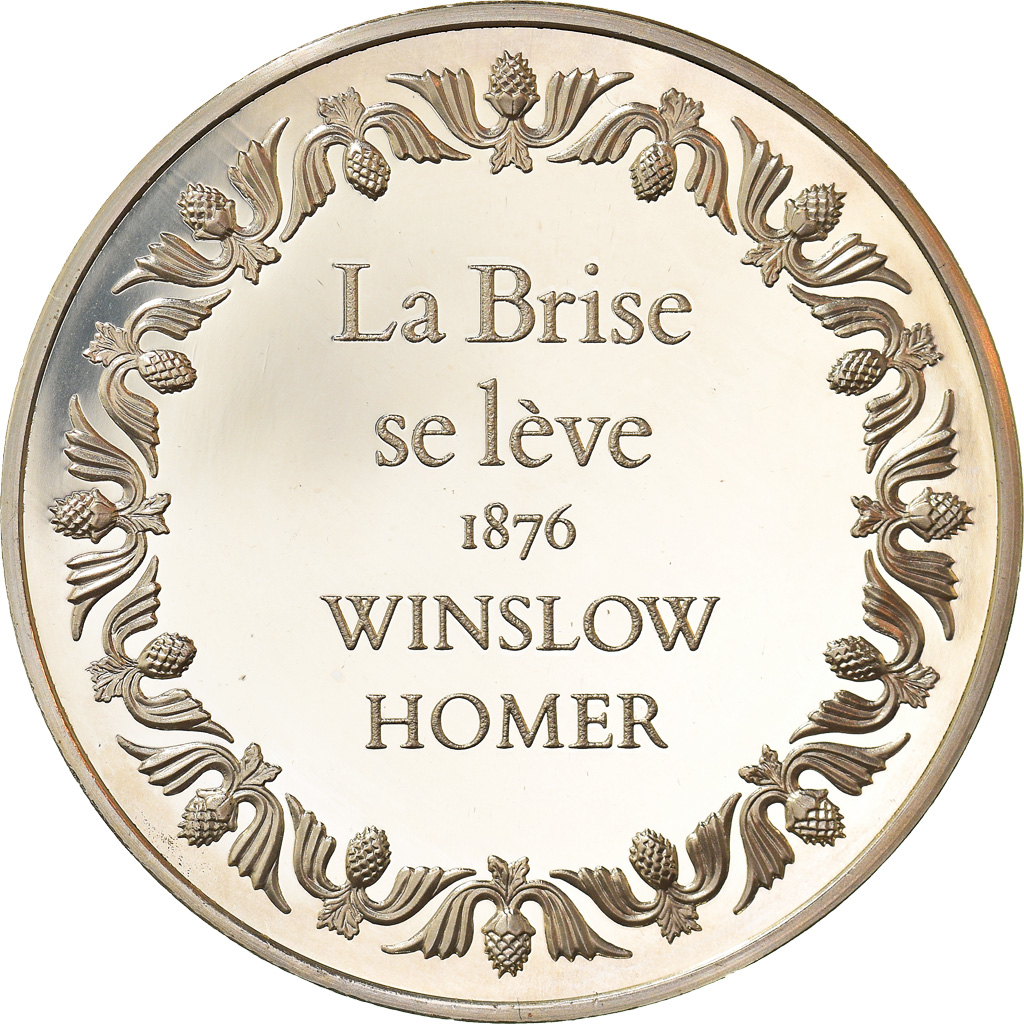 Franklin Mint フランスの 銀貨 La Brise se lève France, Medal, Peinture, La Brise se Lève, Winslow Homer, , Silver
