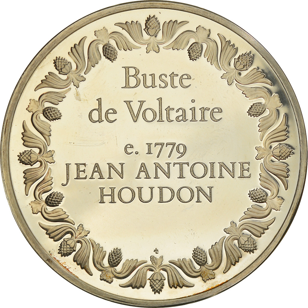 France, Medal, French Fifth Republic, Buste de Voltaire, Jean Antoine Houdon