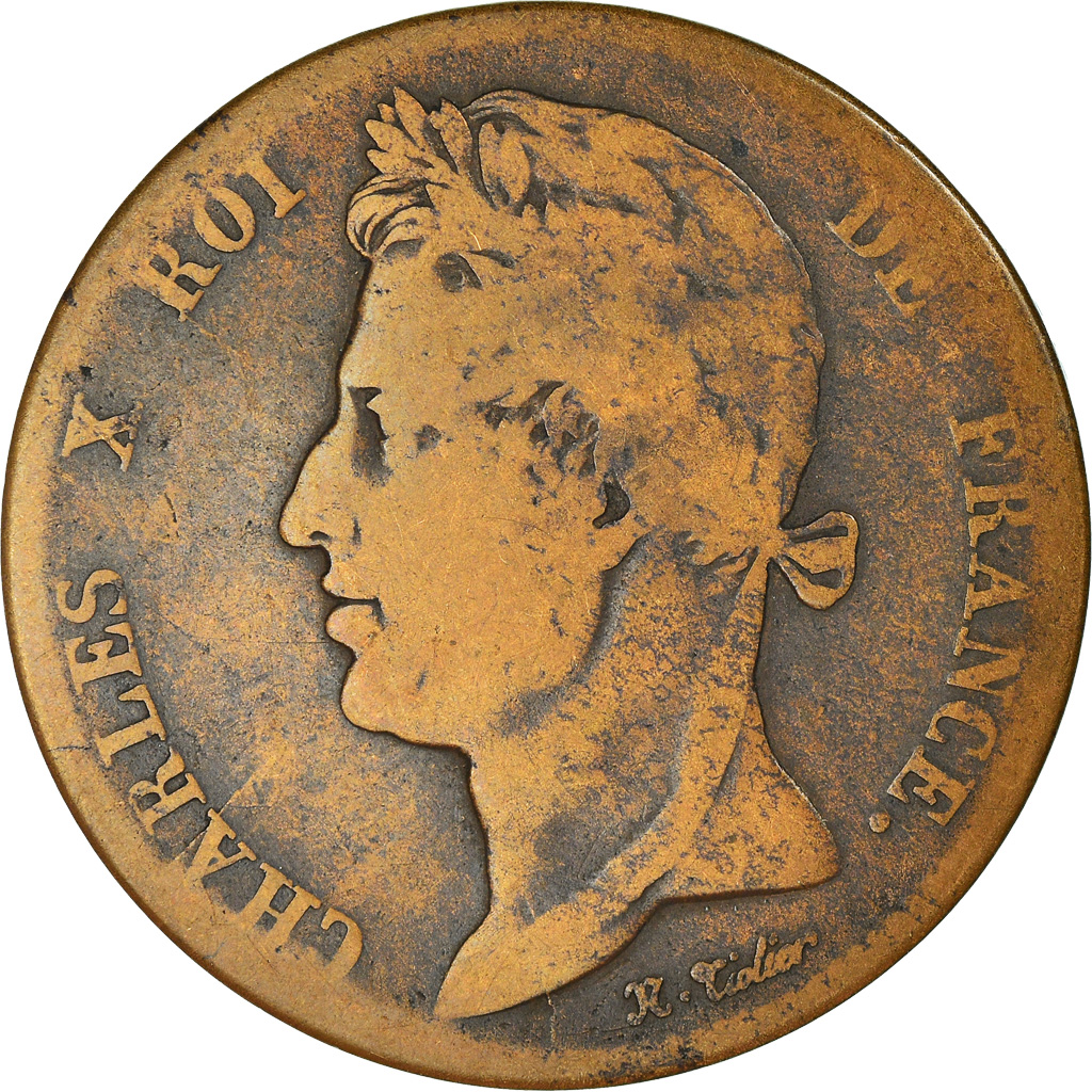 Coin, FRENCH COLONIES, Charles X, 5 Centimes, 1827, La Rochelle, 