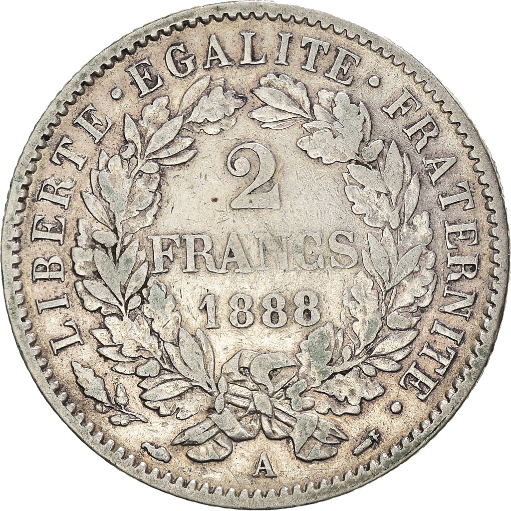 Coin, France, Cérès, 2 Francs, 1888, Paris, , Silver, KM:817.1