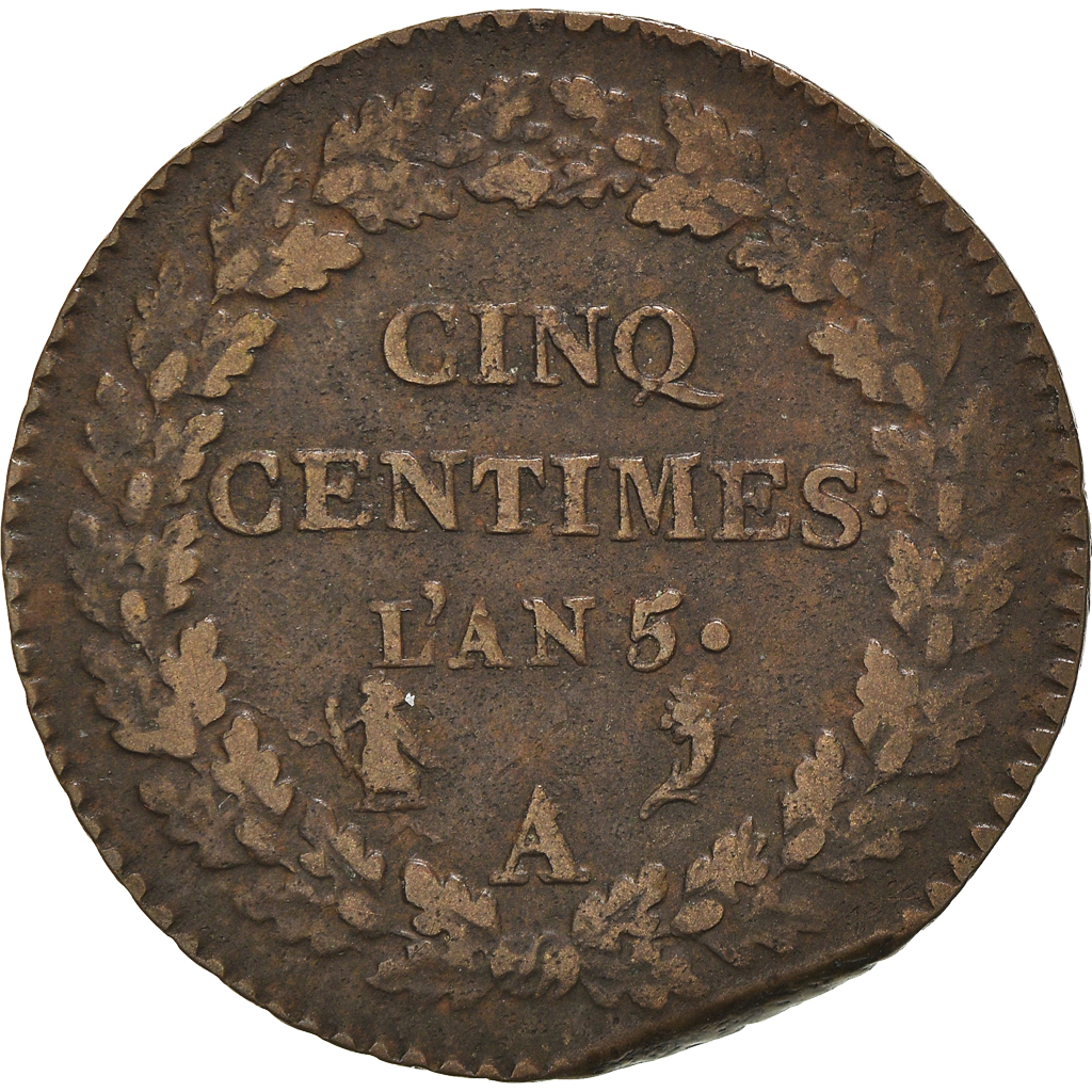 Coin, France, Dupré, 5 Centimes, AN 5, Paris, , Bronze, KM:640.1