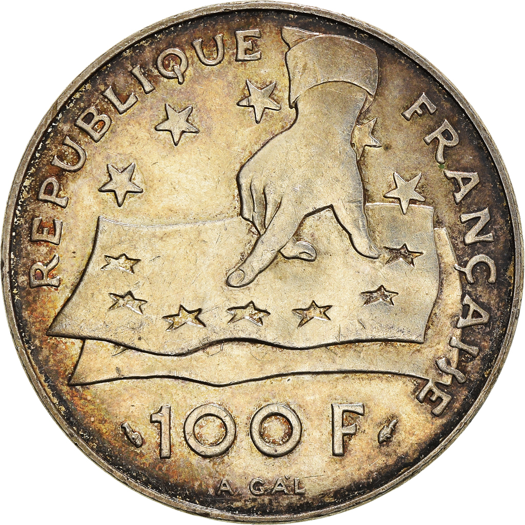Coin, France, Descartes, 100 Francs, 1991, , Silver, KM996 European Coins