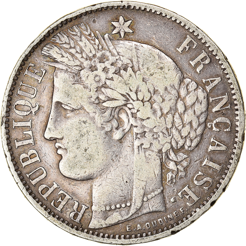 Coin, France, Cérès, 5 Francs, 1870, Bordeaux, , Silver, KM:818.2