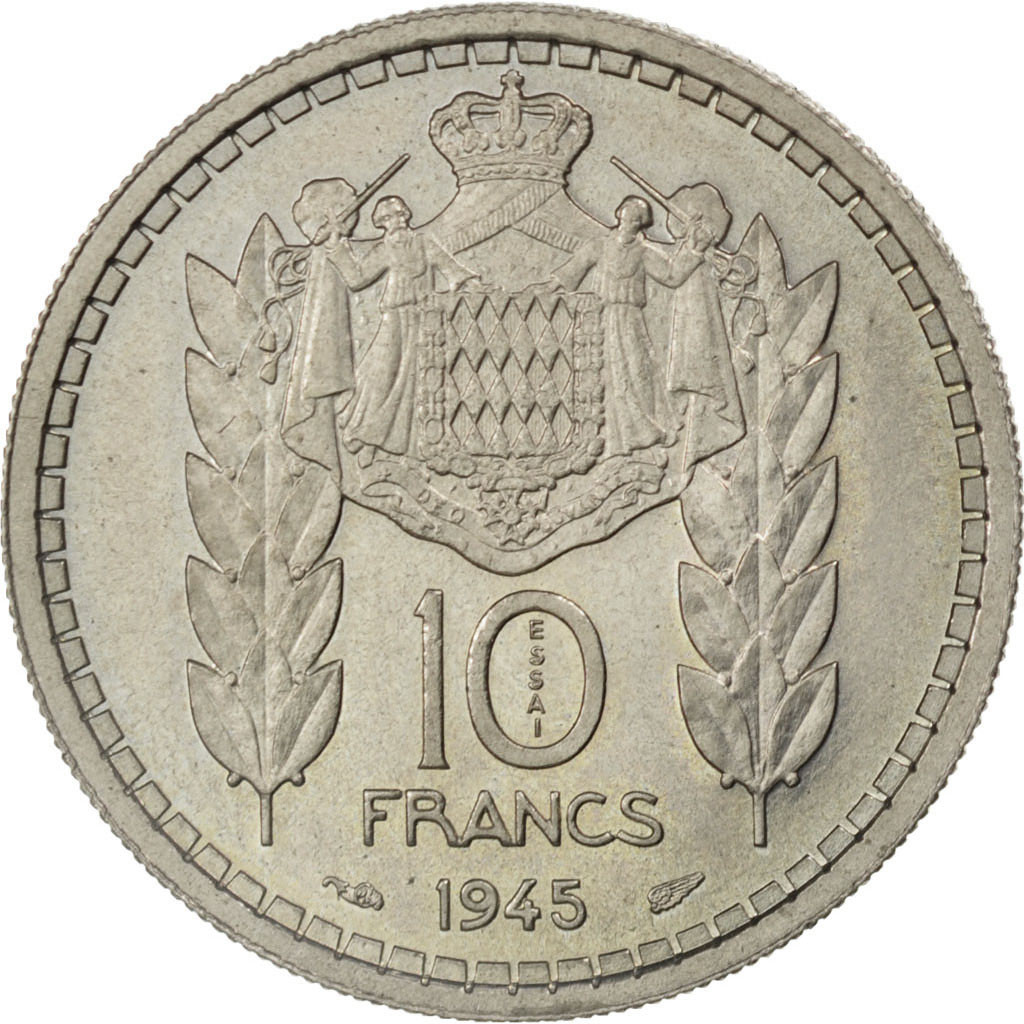 Coin, Monaco, 10 Francs, 1945, , Copper-nickel, KM:E18, Gadoury:136
