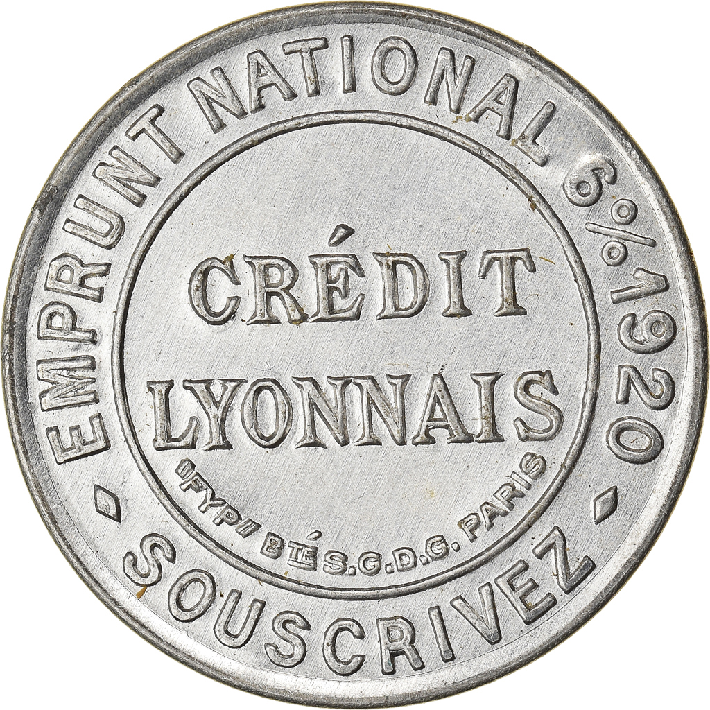 Coin, France, Credit Lyonnais, 5 Centimes, 1920, Timbre-Monnaie, 