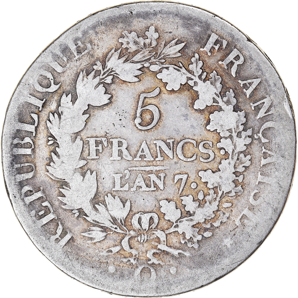 Coin, France, Union et Force, 5 Francs, AN 7, Perpignan, , Silver