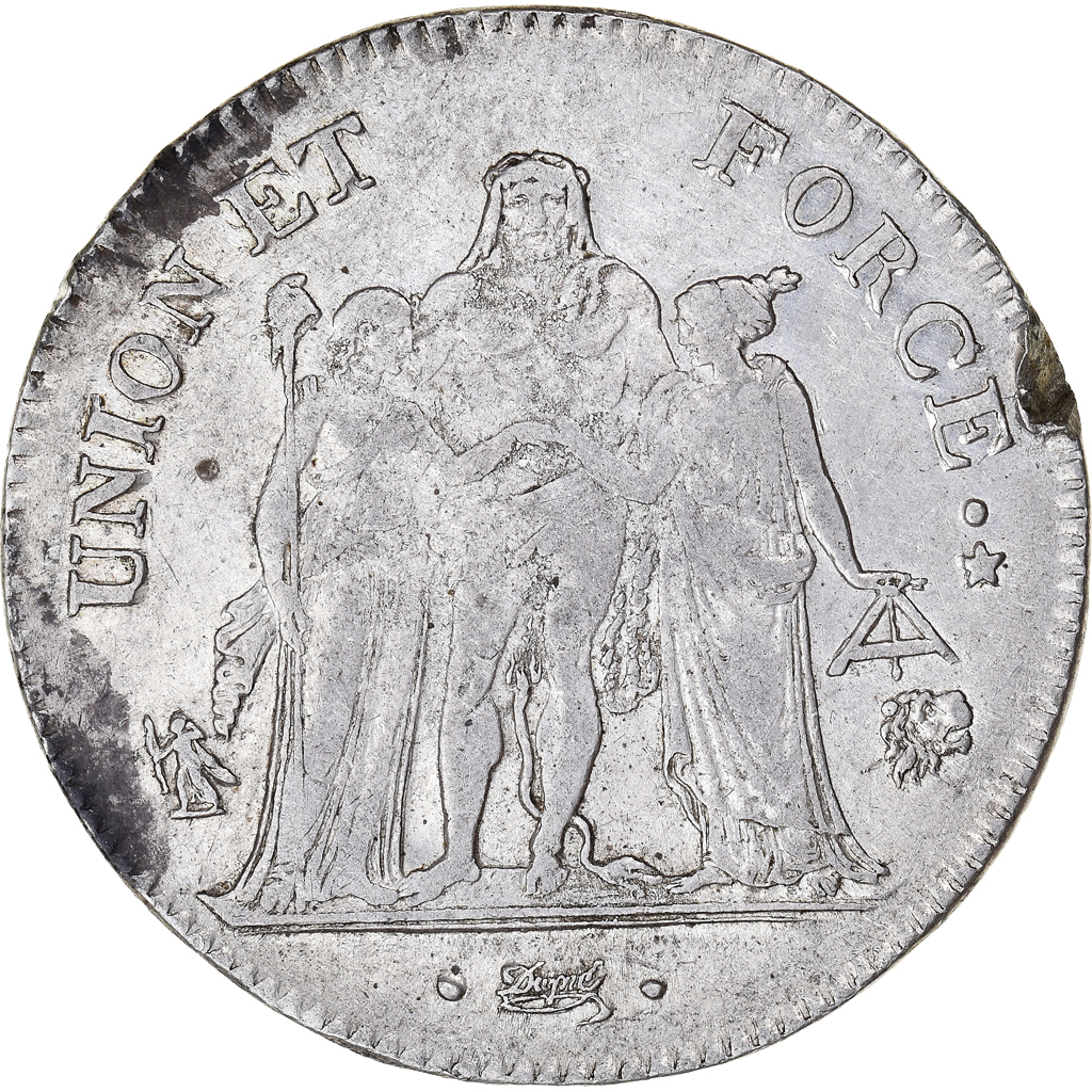 Coin, France, Union et Force, 5 Francs, AN 7, Bayonne, , Silver