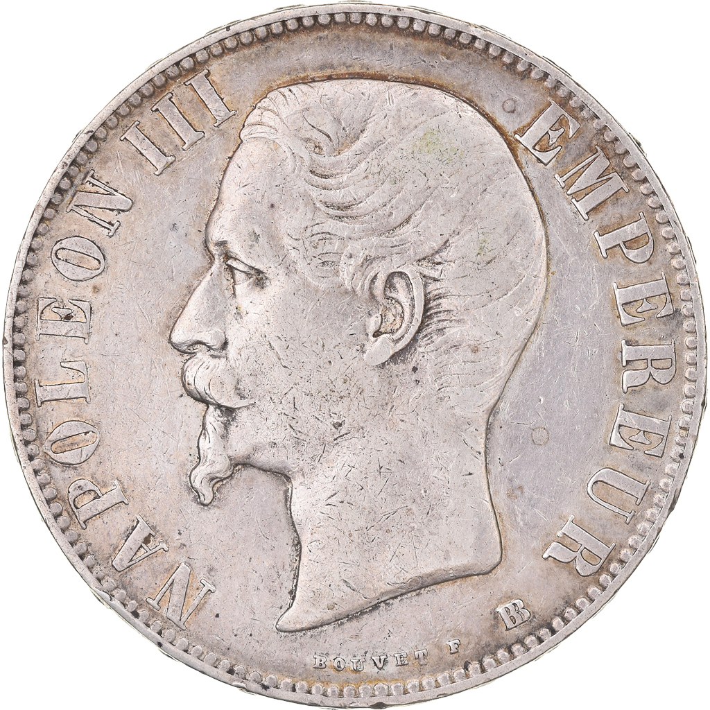 Coin, France, Napoleon III, 5 Francs, 1856, Strasbourg, , Silver
