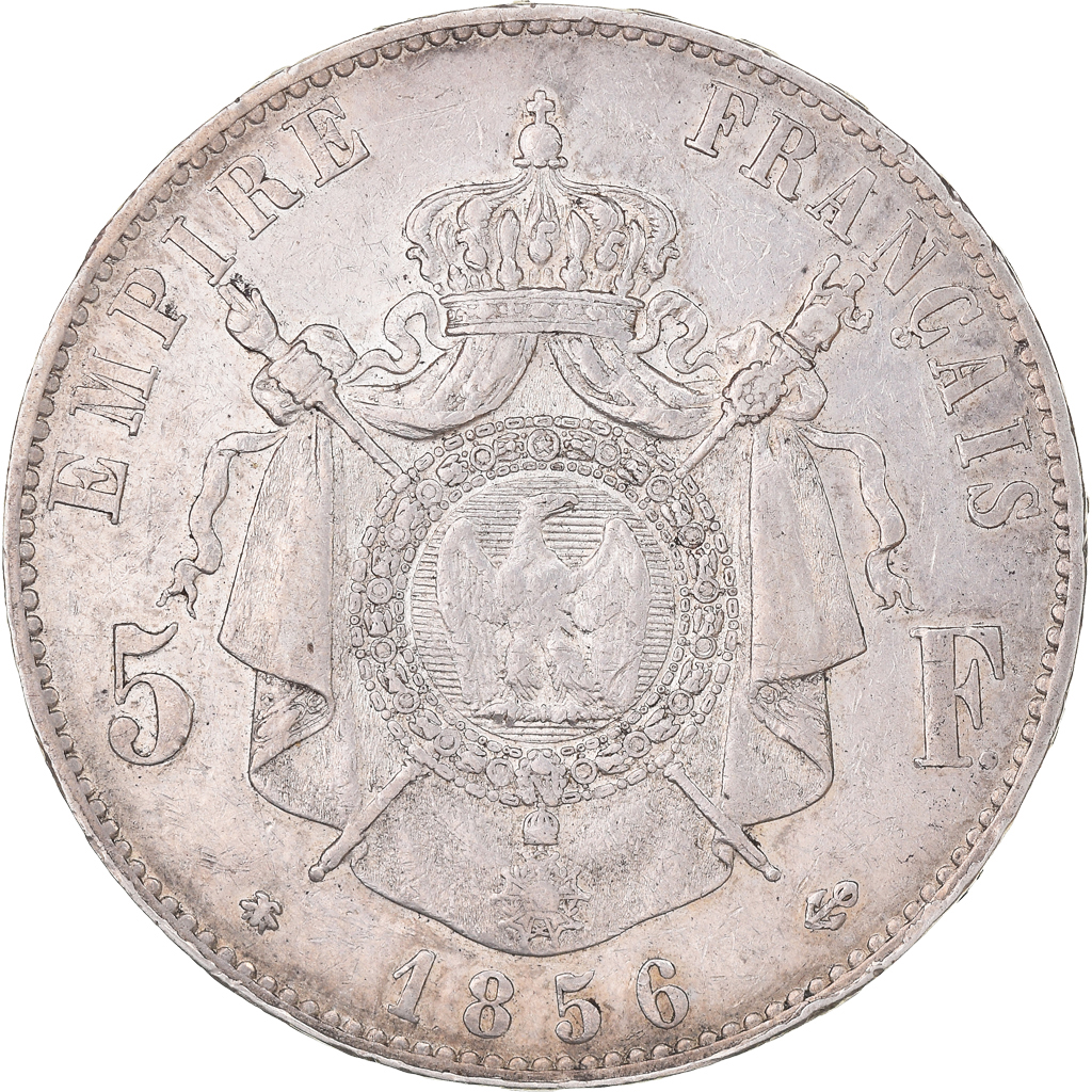 Coin, France, Napoleon III, 5 Francs, 1856, Strasbourg, , Silver