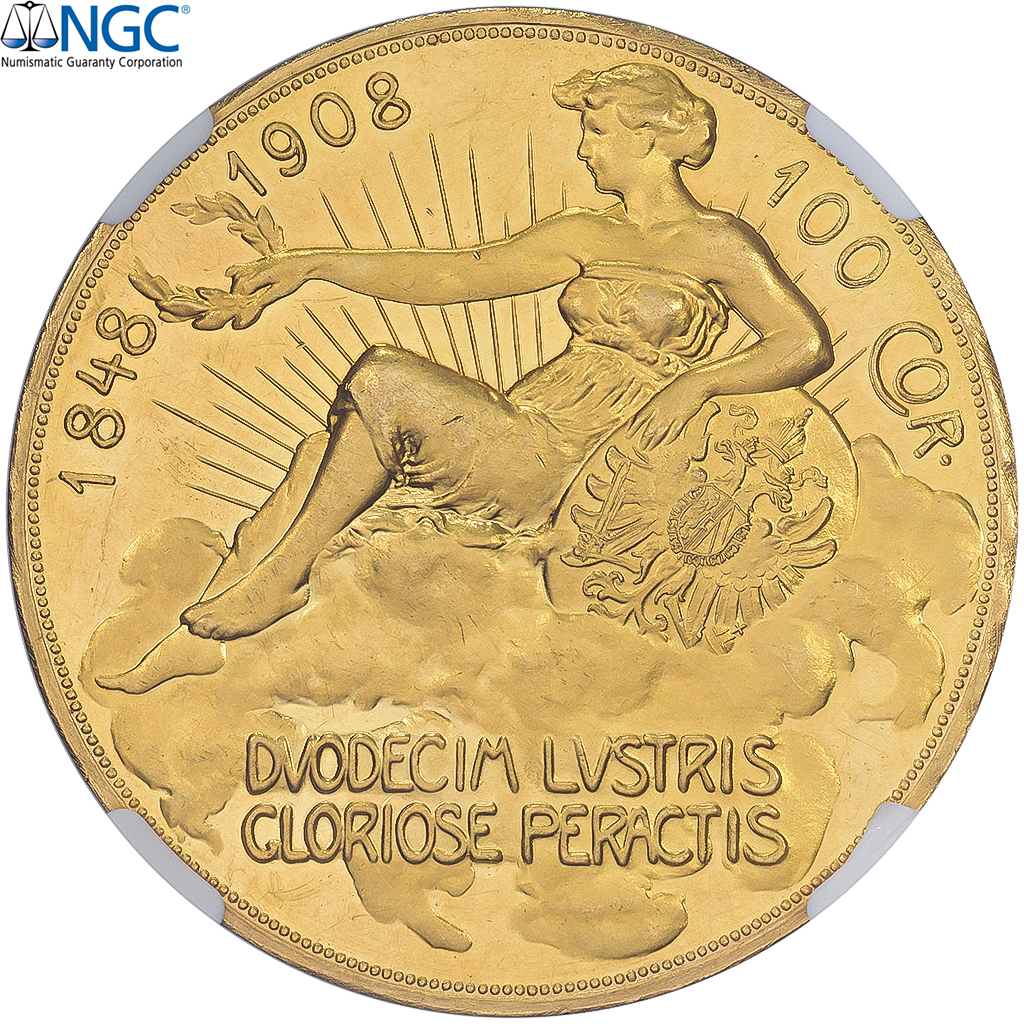 Austria, Franz Joseph I, 100 Corona, 1908, Kremnica, Gold, NGC